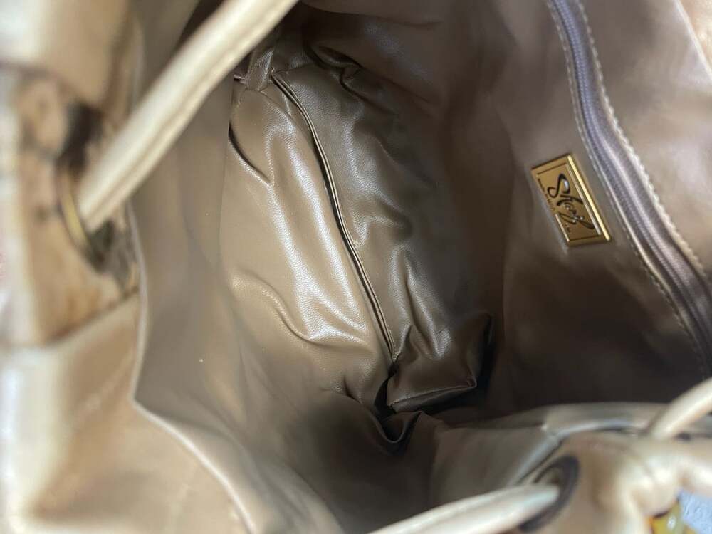 Sharif Python Print Metallic Gold Leather Drawstring Bucket Bag - Picture 3 of 9